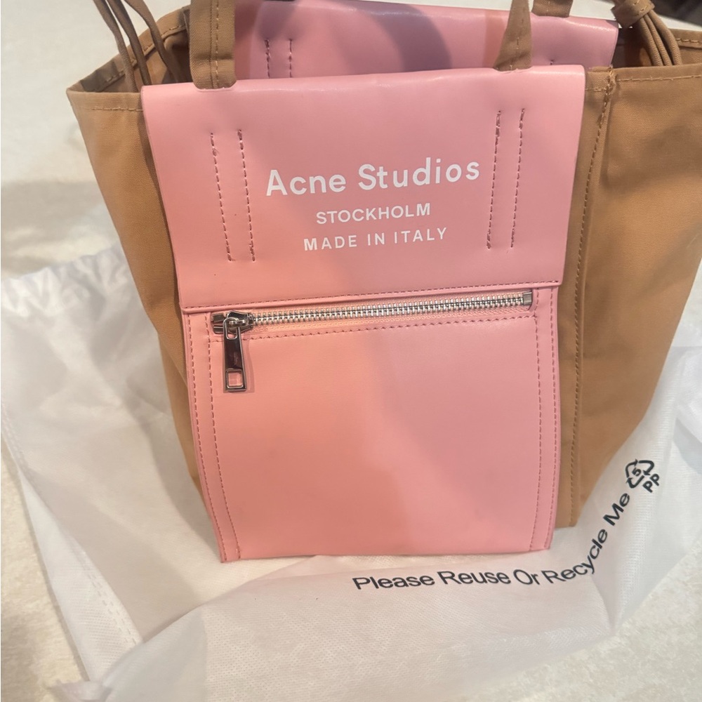 Acne Studios Pink and Tan Shoulder Bag - Picture 4 of 10